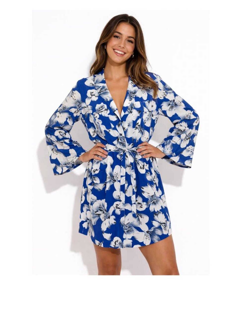 Nicole Miller Collection Silk Shirt Dress Size Medium Floral Tie Waist LW